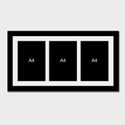 Multi-Photo Frame to hold 3 A4 certificates/photos in a Black Wooden Frame - Multi Photo Frames